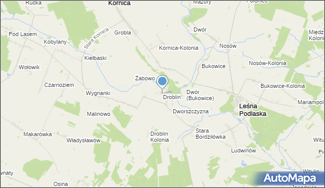 mapa Droblin, Droblin gmina Leśna Podlaska na mapie Targeo